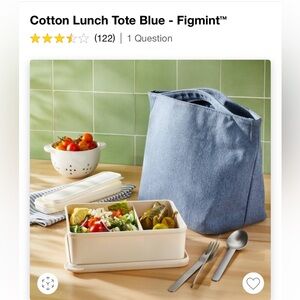 3pk Figmint Cotton Insulated Lunch Tote-Blue